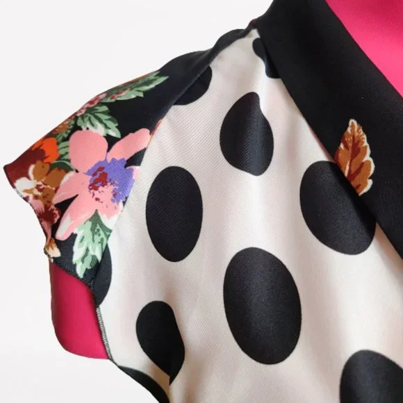 ZARA FLORAL PRINT POLAK DOT AND PATCHWORK DRESS - STUNNING - SIZE S - Picture 6 of 16